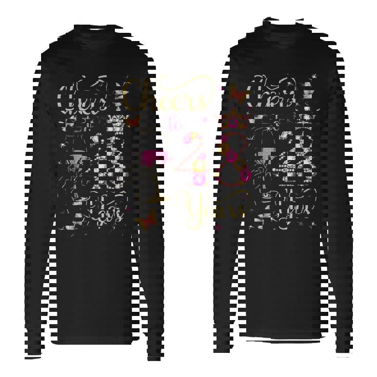 48歳、48歳の女王の誕生日、48歳の誕生日に乾杯。 長袖Tシャツ