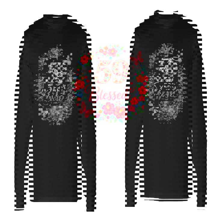 59歳 祝福 59歳 フローラル 59歳の誕生日プレゼント 長袖Tシャツ