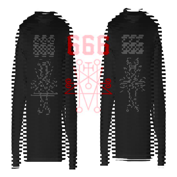 666 悪魔 悪魔のペンタグラム 獣のマーク 長袖Tシャツ