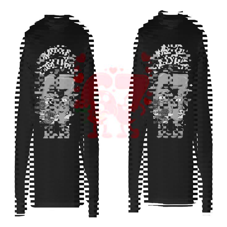 67 Six Seven Meme Gen Alpha Valentines Day Coquette Bow Long Sleeve T-Shirt