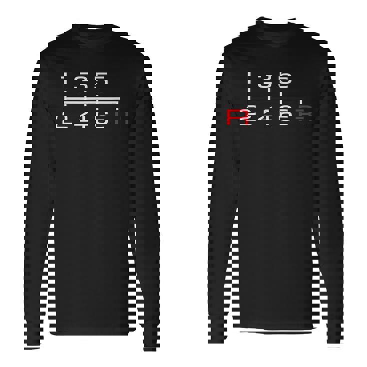 6速マニュアルシフトパターンノブ カーテーマ 長袖Tシャツ