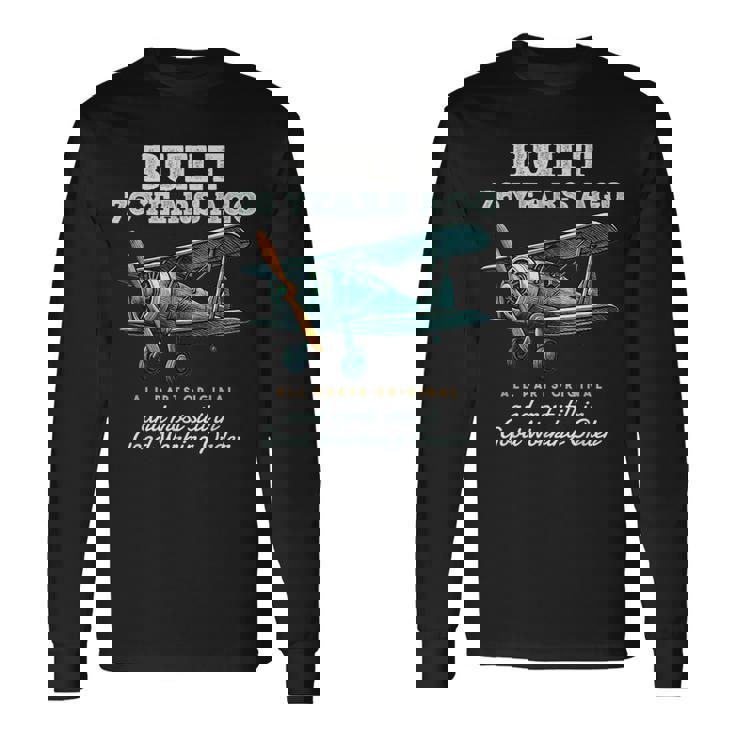 76年前に建てられた古いヴィンテージ飛行機76歳の誕生日男性。 長袖Tシャツ