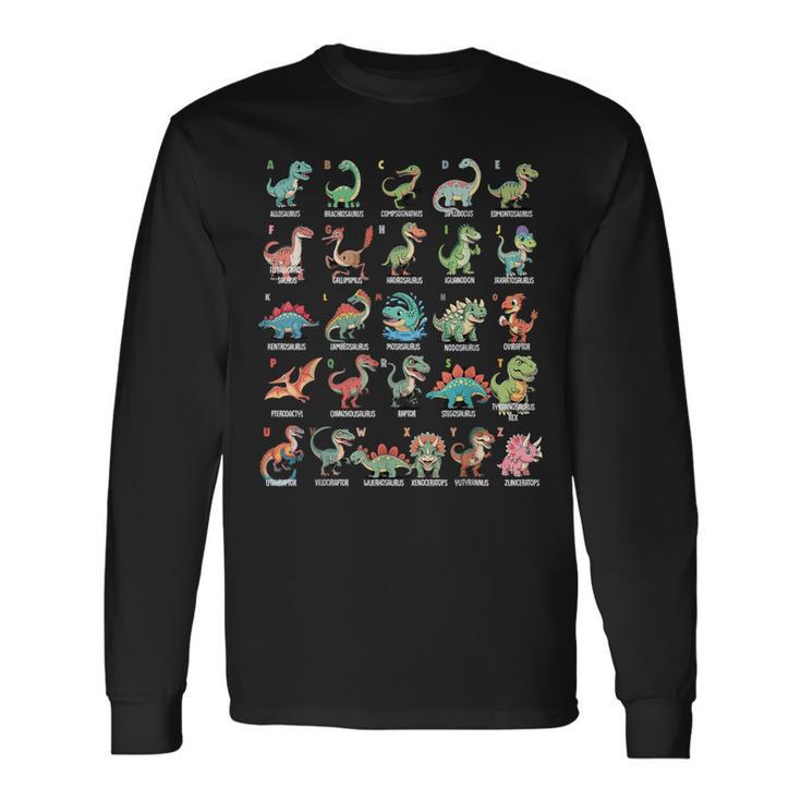A-Z Dinosaure Alphabet Collection Educatif Cute Cartoon T-shirt à manches longues