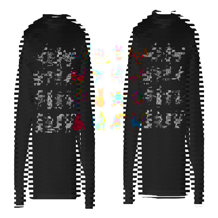 Alebrijes 動物 生き物 メキシコ 民芸品 ヒスパニック系遺産 長袖tシャツ 長袖Tシャツ