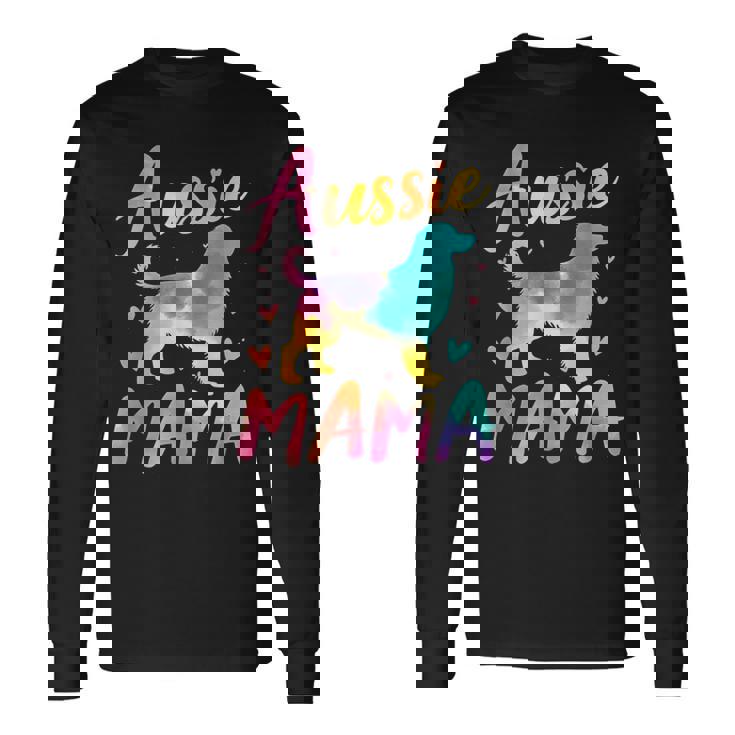 Australian Shepherd Mama Colorful Australian Shepherd Mom Long Sleeve T-Shirt