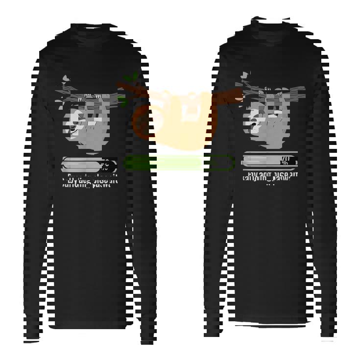 Baby Loading Please Wait ナマケモノのユーモア 長袖Tシャツ