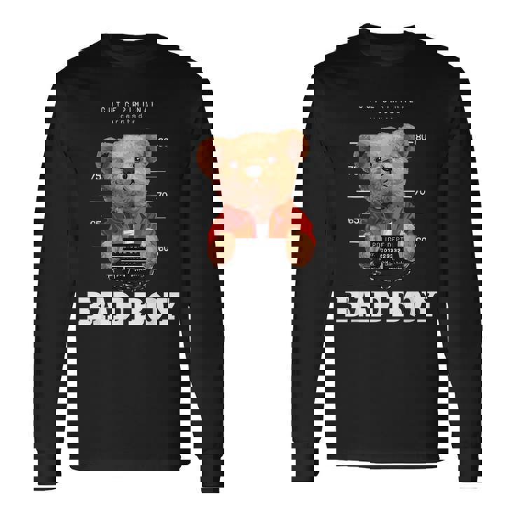 Bad Boy Teddy Bear Graphic tyle Fun 長袖Tシャツ
