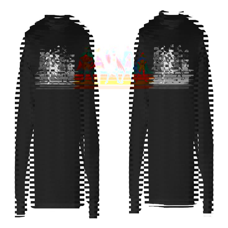 Battle Of The Planets ヴィンテージスタイルブラシストライプ 長袖Tシャツ