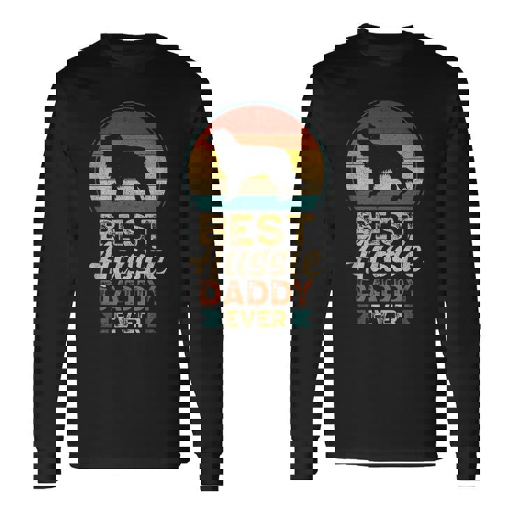 Best Aussie Daddy Ever Father's Day Australianhepherd Dad Maglietta a maniche lunghe