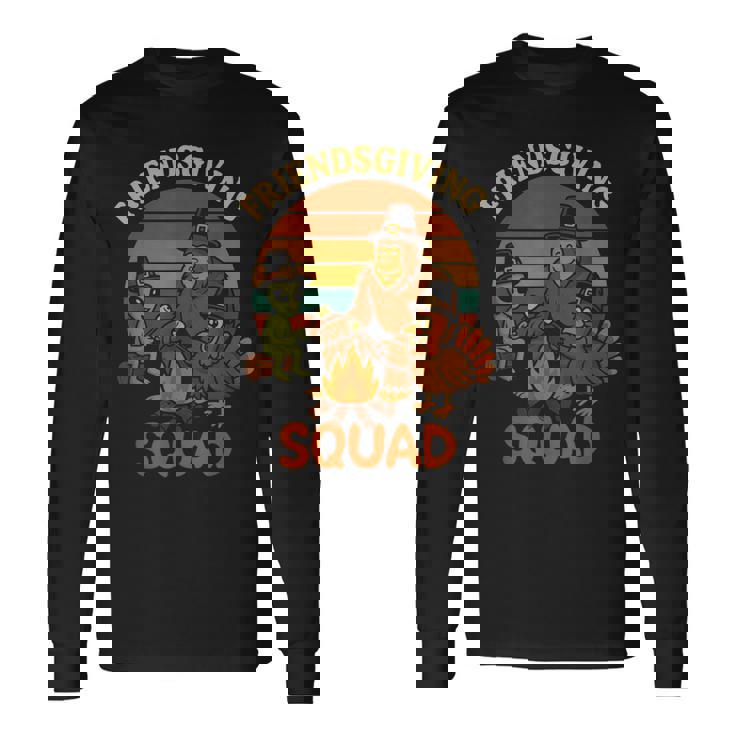 Bigfoot Alien Turkey Thanksgiving Friendsgiving Squad UFO Long Sleeve T-Shirt