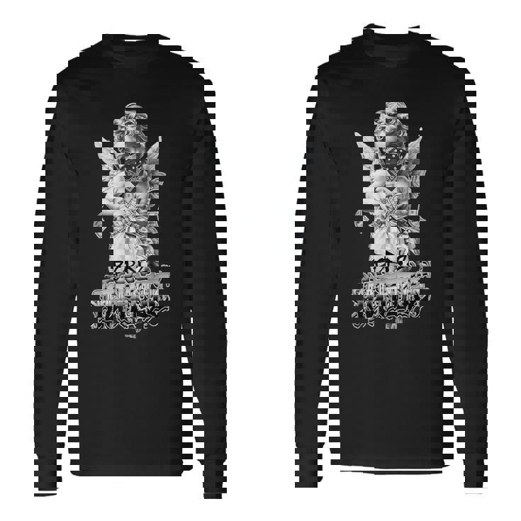 Born To Hustle タトゥーアート チカーノ・ギャングスター・エンジェル・パヤソ 長袖Tシャツ