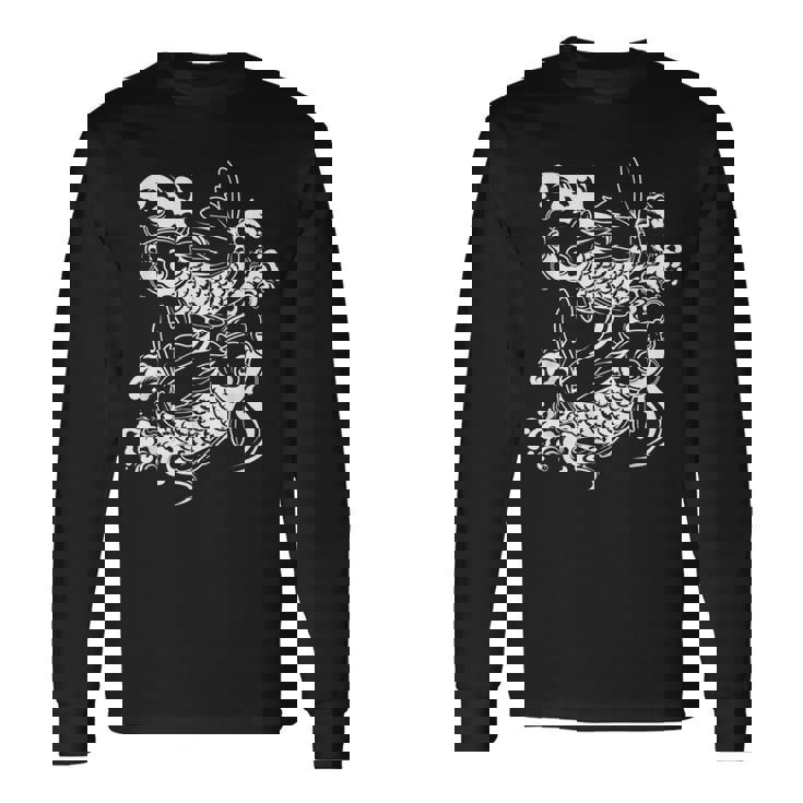 Cadeaux De L'étang Koi Traditionnel Japonais Koi Pond Adulte Noir -Mall Manche Courte Coupe Classique Col En U Traditionnel Japonais Koi T-shirt à manches longues