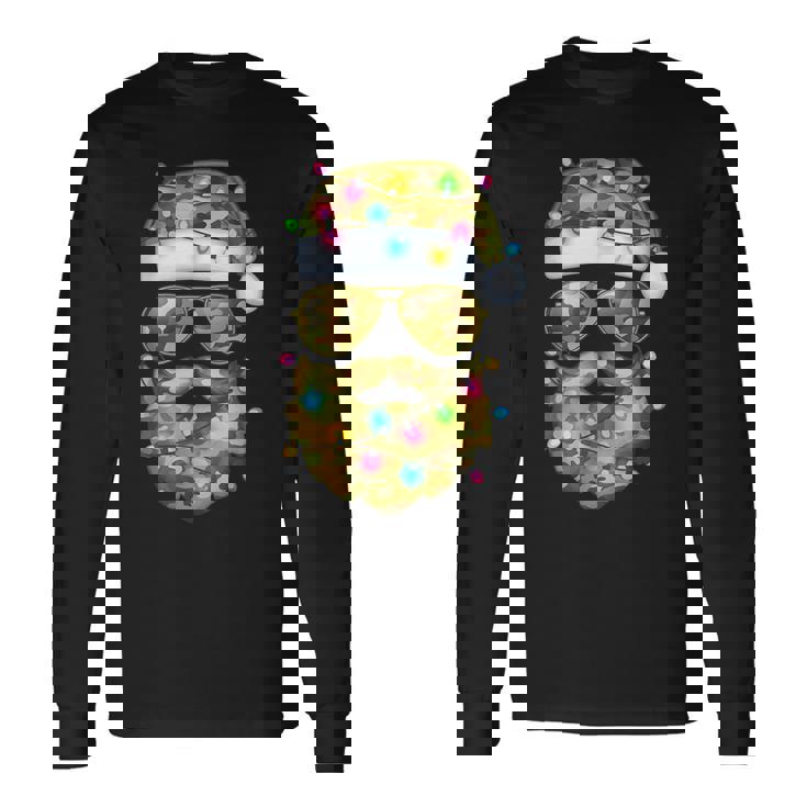 Camo Santa Claus Sunglasses Camouflage Xmas Lights Long Sleeve T-Shirt