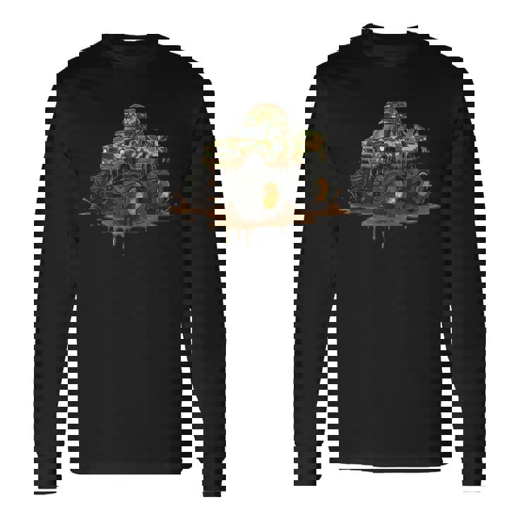 Camouflage Drip Monster Truck Army Military Soldier Tank Top Long Sleeve T-Shirt