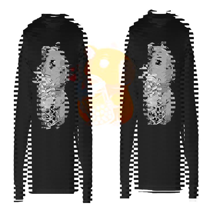 Capybara Bubble Tea Kawaii Niña Disfraz De Capibara Camiseta de manga larga