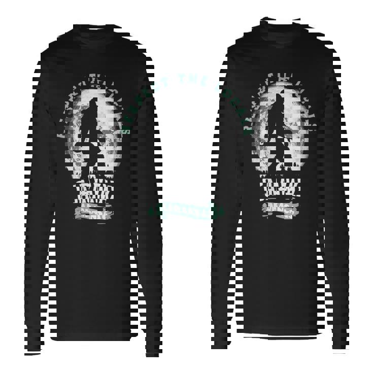 Caraway Arkansas Respect The Locals Bigfoot Sasquatch Moon Long Sleeve T-Shirt