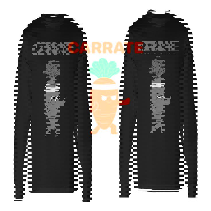 Carrate 空手キャロット かわいい＆面白いトレーニングダジャレ先生 長袖Tシャツ