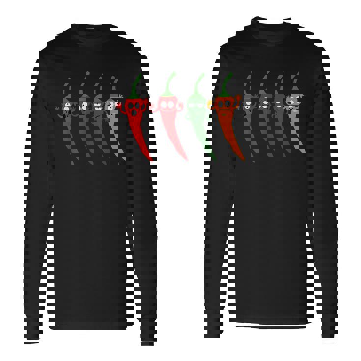 Cayenne Pepper Hot -Colorful Chili Spicy Food Lovers Long Sleeve T-Shirt