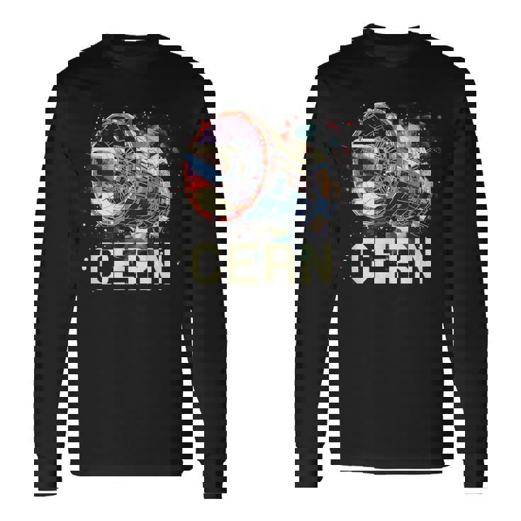 Cern 大型ハドロン衝突型加速器 レトロ素粒子物理空間 長袖Tシャツ