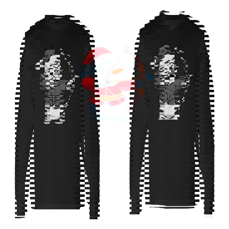 Christmas Snowman Archery Santa Hat Pajama Family Matching Long Sleeve T-Shirt