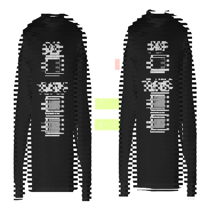 Dad Twins Battery Energy Fathers Day Daddy Papa Men Maglietta a maniche lunghe