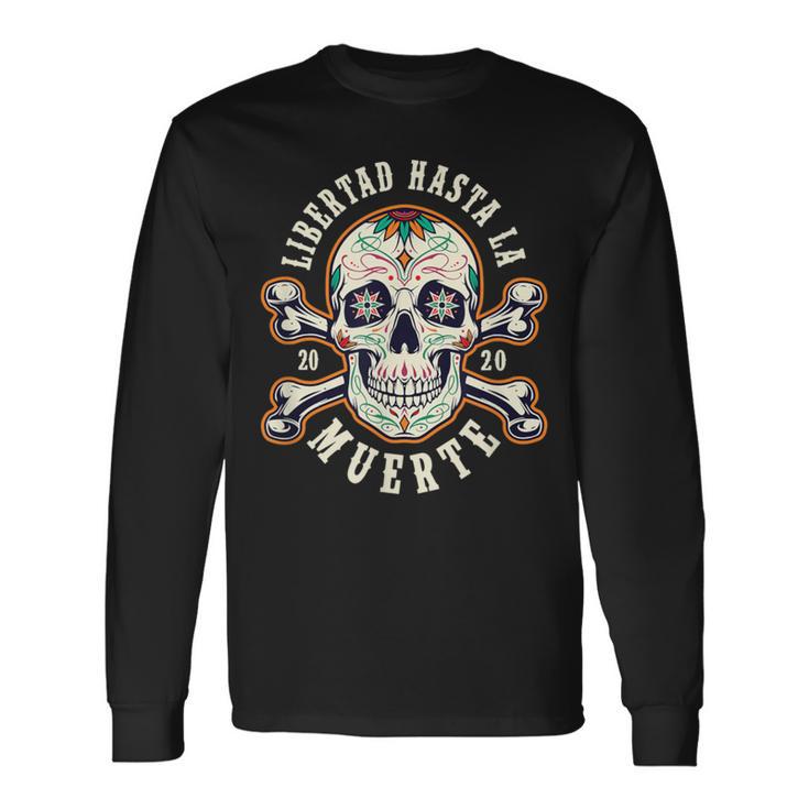 Dia De Los Muertos Tête De Mort Libertad T-shirt à manches longues