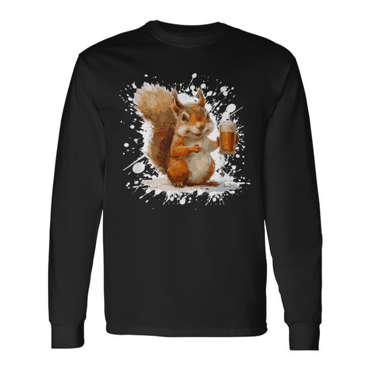 Écureuil Amusant Avec De La Bière T-shirt à manches longues