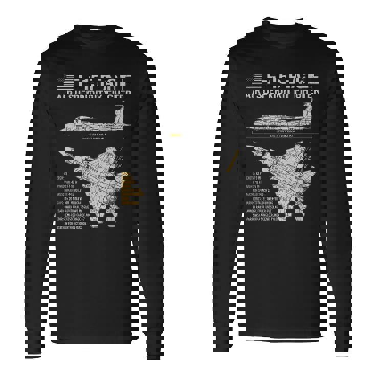 F-15イーグル航空機の設計図ジェット戦闘機データ 長袖Tシャツ