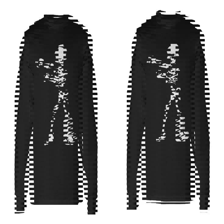 Floss Dance Flossing ダンス 足の骨折 石膏ギプス スケルトン ハロウィーン 長袖Tシャツ