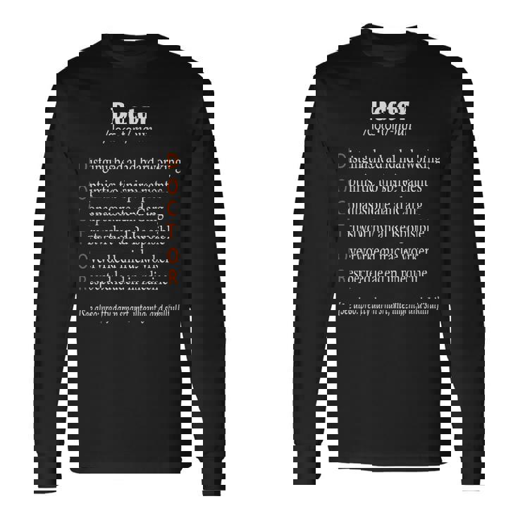 Fun Doctor Definition 医師シャツ 外科医へのギフトに 長袖Tシャツ