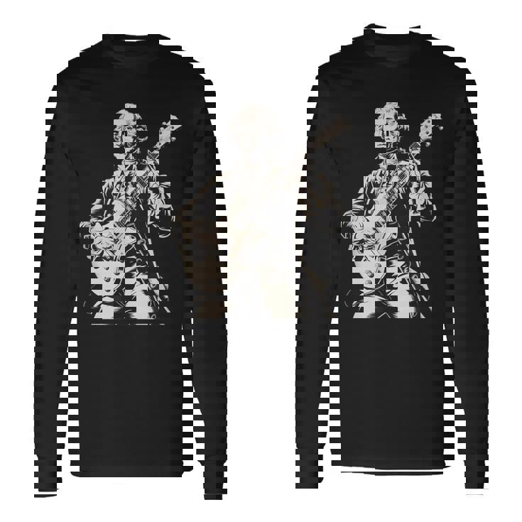 Fun George Washington Electric Guitar Rock Musician Long Sleeve T-Shirt