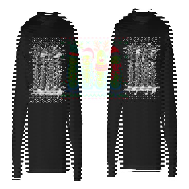 Pickles Christmas Lights Santa Hat Xmas Ugly Sweater Long Sleeve T-Shirt