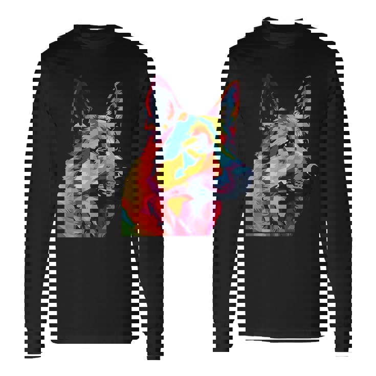 GERMAN SHEPHERD Rainbow Pop Art Retro Paint Splatter Dog Tank Top Long Sleeve T-Shirt