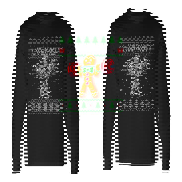 Gingershred Gym Christmas Ugly Sweater Gingerbread Workout Long Sleeve T-Shirt