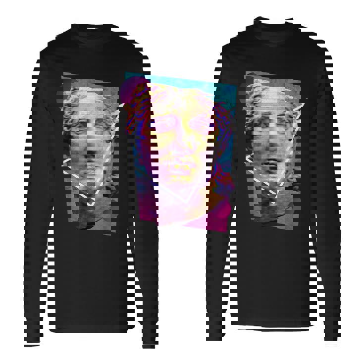 Glitchedenustatueaporwave 長袖Tシャツ