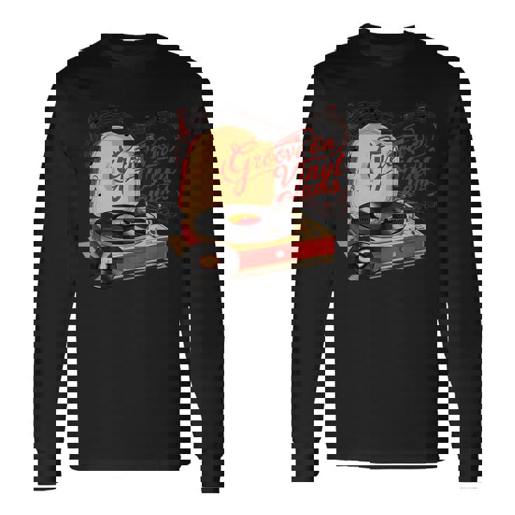 Groove On レトロビニールジャム、レトロビニールレコード 長袖Tシャツ
