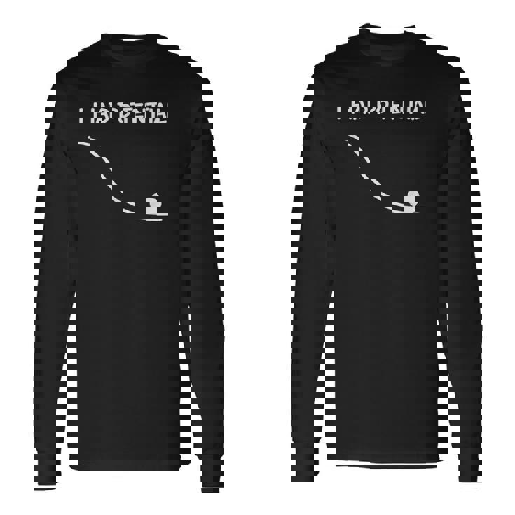 I Had Potential 面白い引用 皮肉な引用 仕事生活 長袖Tシャツ