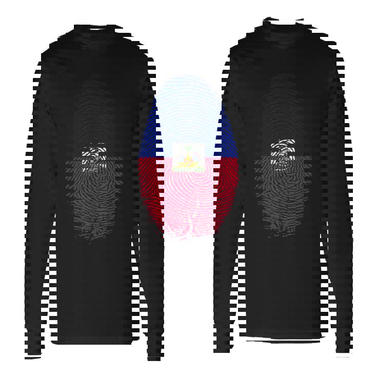 Haiti Flag Fingerprint Haitian For Haitians 長袖Tシャツ