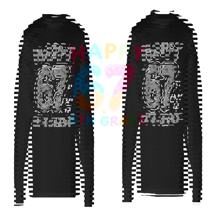 Happy 67th Day Of 5th Grade Ice Cream Drip 67 Days Kids Long Sleeve T-Shirt