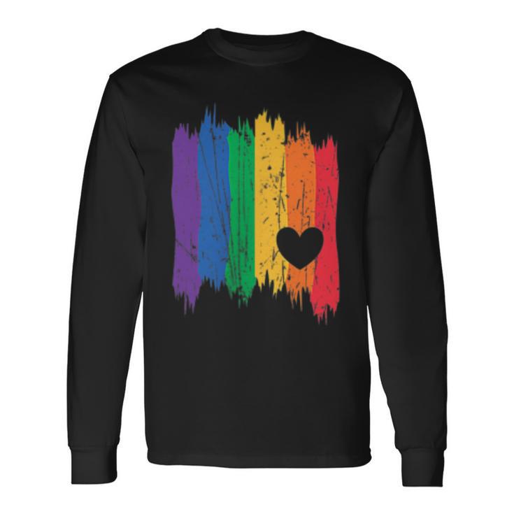 Homme Drapeau Arc-En-Ciel Couleursur La Poitrine Motif Déclaration T-shirt à manches longues