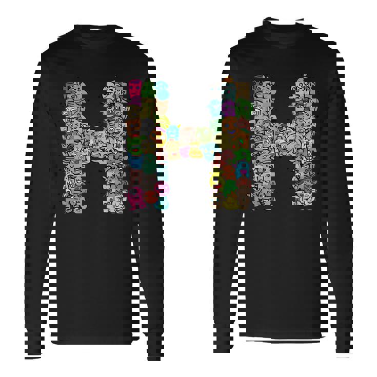 Hモンスターズ アルファベットネーム イニシャル キュート モノグラム 長袖Tシャツ