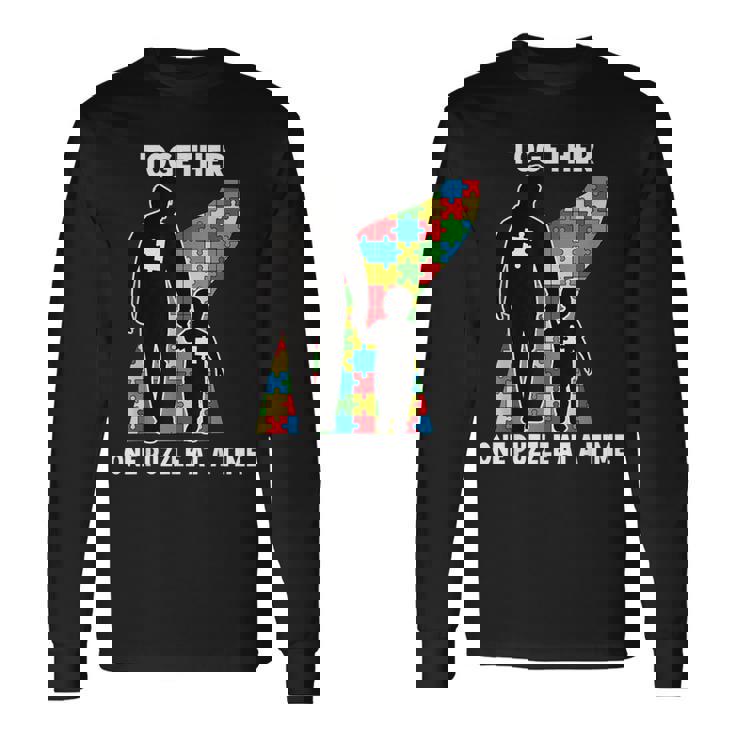 Insieme Orgoglioso Padre Figlio Autistico Ragazzi Autismo Consapevolezza Papà Maglietta a maniche lunghe