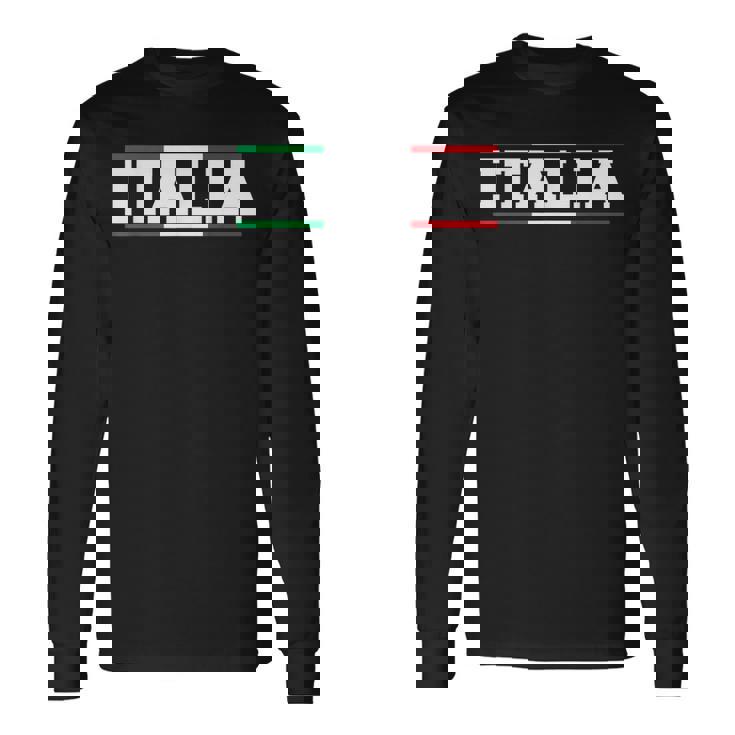 Italia Italian Flag Map Shield Badge Italy Sports Soccer Fan Long Sleeve T-Shirt