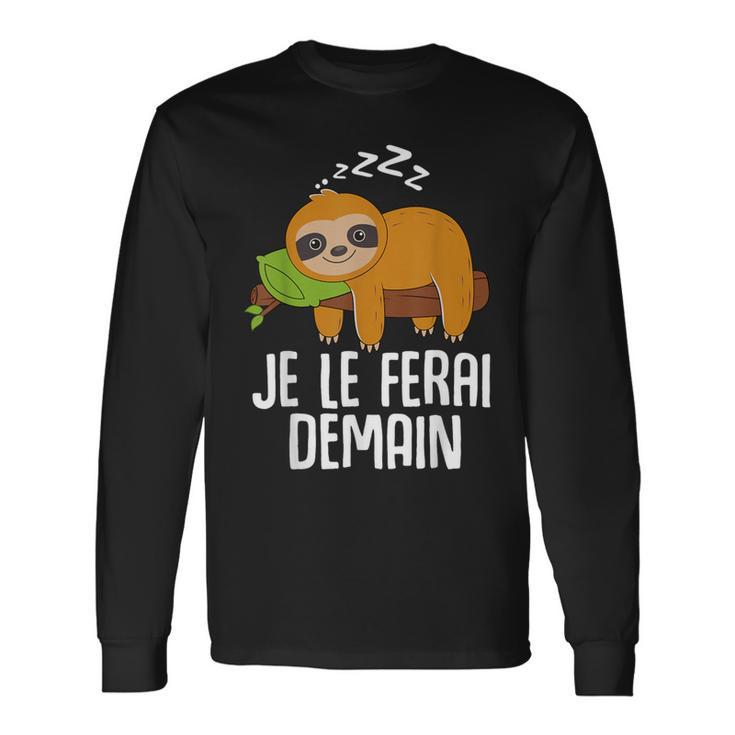 Je Peux Pas J'ai La Flemme Cadeau Rigolo Humour Paresseux T-shirt à manches longues