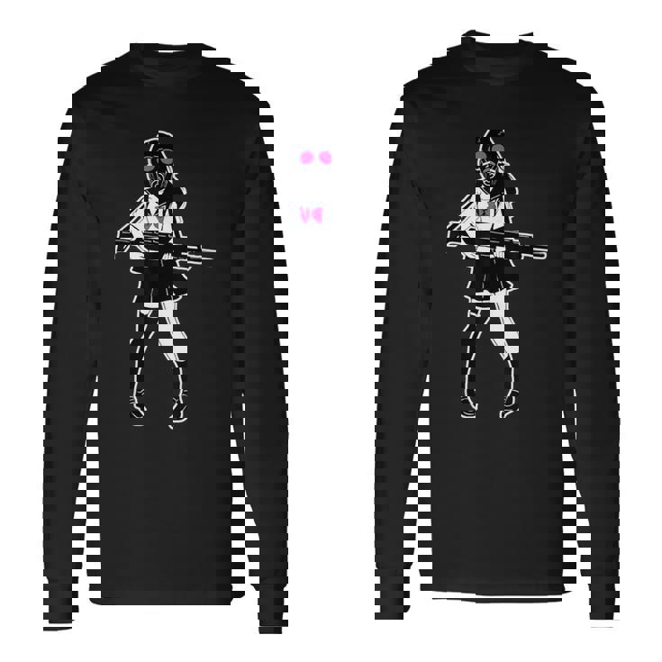 Jun-T-0003-ガスマスクガール 長袖Tシャツ
