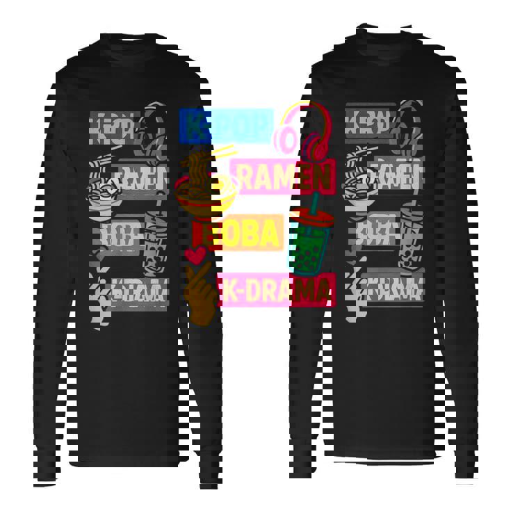 K-Pop Ramen Boba K-Drama Fans Korean Long Sleeve T-Shirt