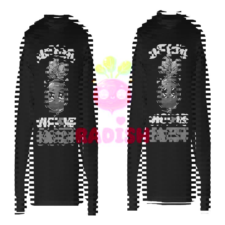 Kawaii Radish Lover Vegan Vegetarian Radish Long Sleeve T-Shirt