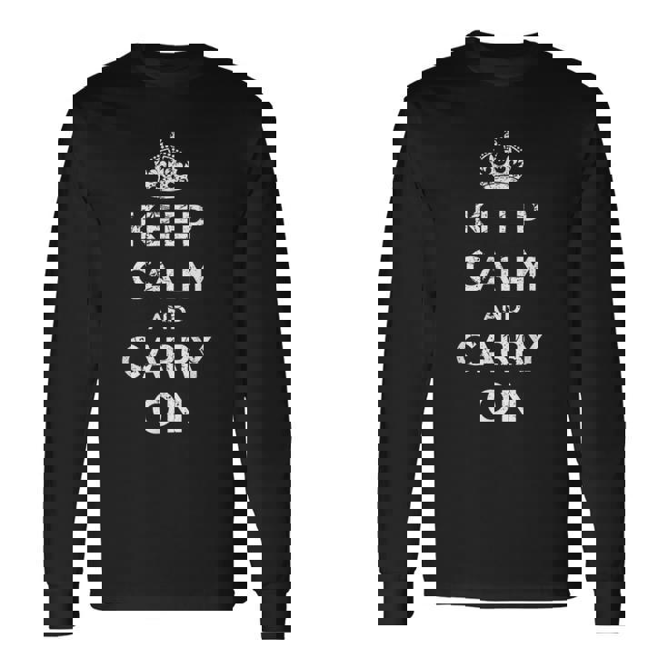 Keep Calm And Carry On ヴィンテージポスタープリント レトロ 長袖Tシャツ