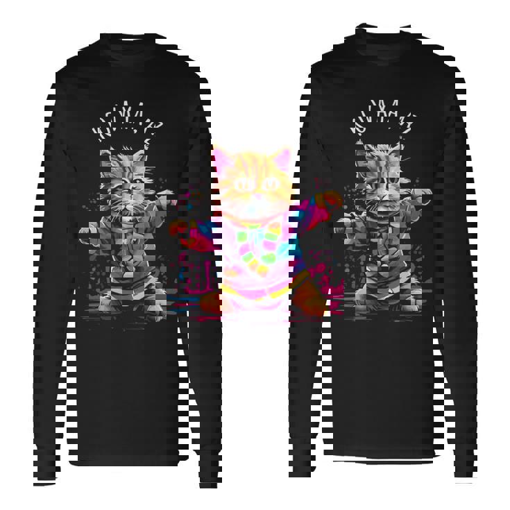 Koaya アリゾナ 踊る猫 カラフル かわいい キティ デザイン 長袖tシャツ 長袖Tシャツ ギフトのアイデア