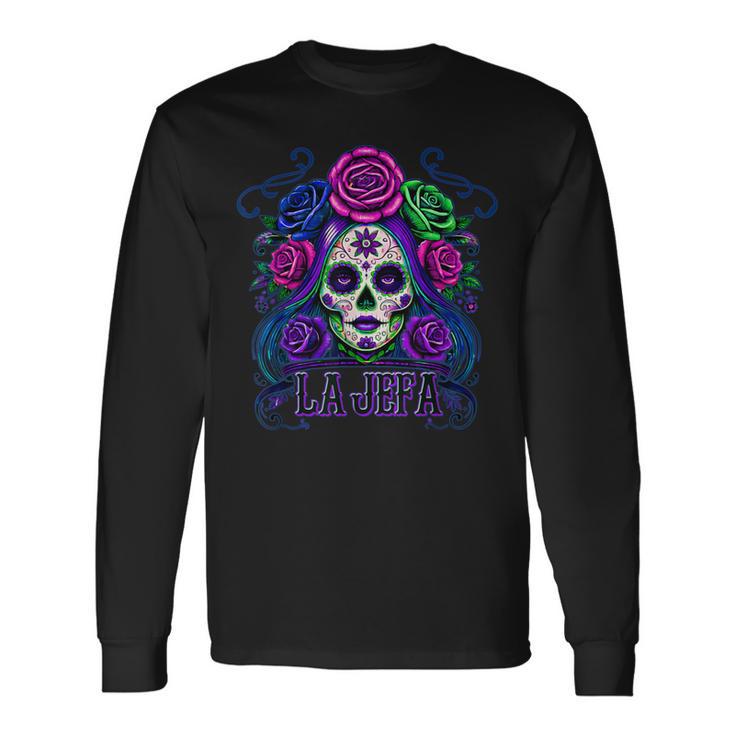 La Jefa Calavera De Azúcar Arte Femenino Mexicano Camiseta de manga larga